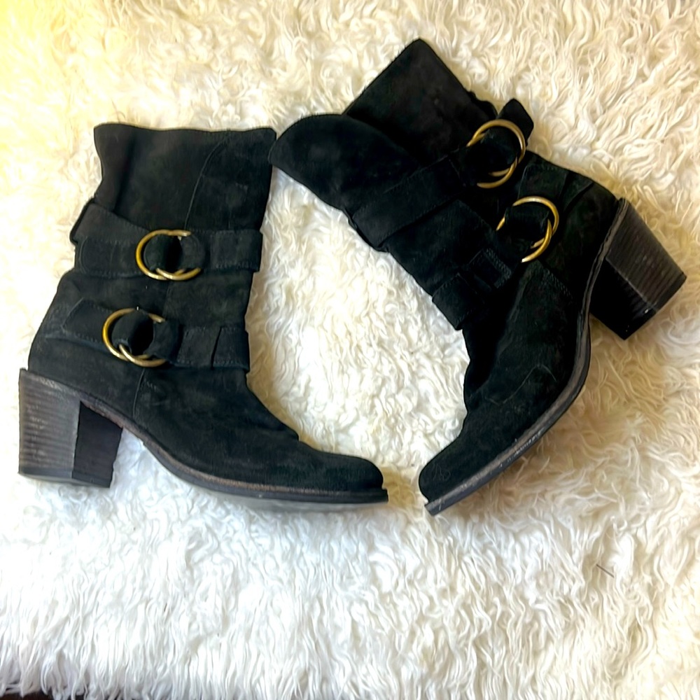 Florintini + Baker soft leather suede double buckle size 8.5